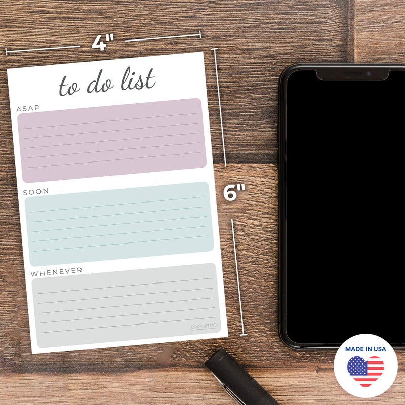 DAILY RITMO Small to-Do List Notepad, Large Sticky Notes, Categorized Priorities Paintbrush Font Title Thin to-Do List Notepad, 50 Pages, 4x6 inches by DAILY RITMO - Image 4